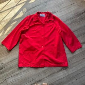 Vintage 1970s Red‎ Chore Jacket Women's Size Large Angelica Button Front Retro